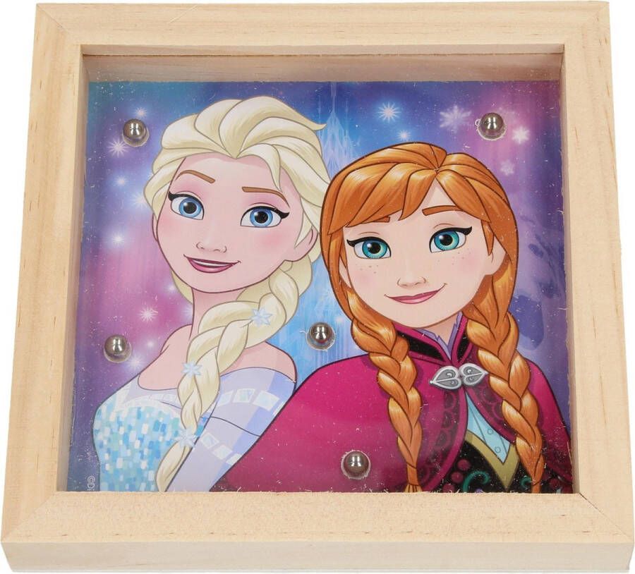 Disney Frozen Houten geduldsspel met 5 balletjes – 14x14cm | Geduldspuzzel | Uitdagende Puzzels | Behendigheid Spelletjes