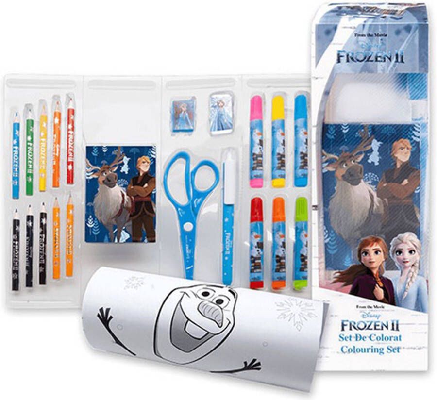 Disney schrijfwarenset Frozen II junior blauw wit 23-delig