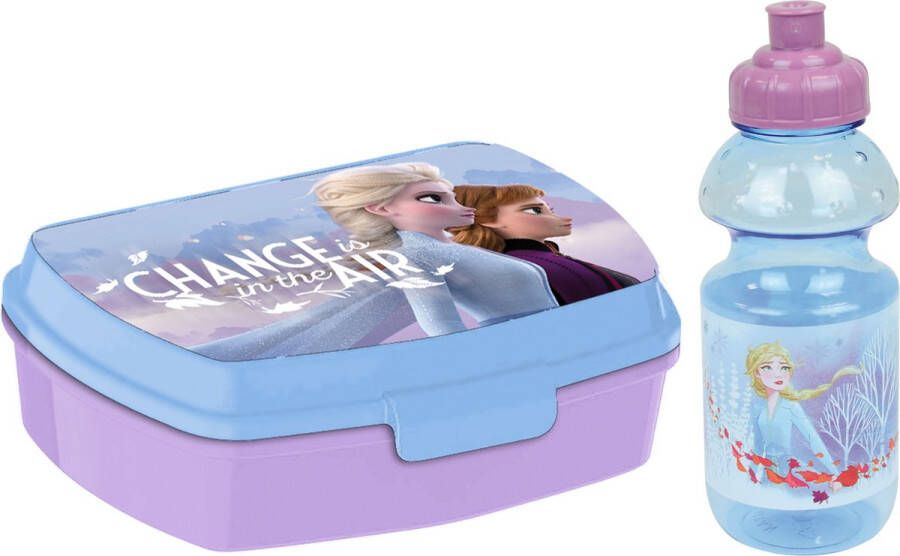 Disney Frozen lunchbox set voor kinderen 2-delig blauw lila kunststof Lunchboxen