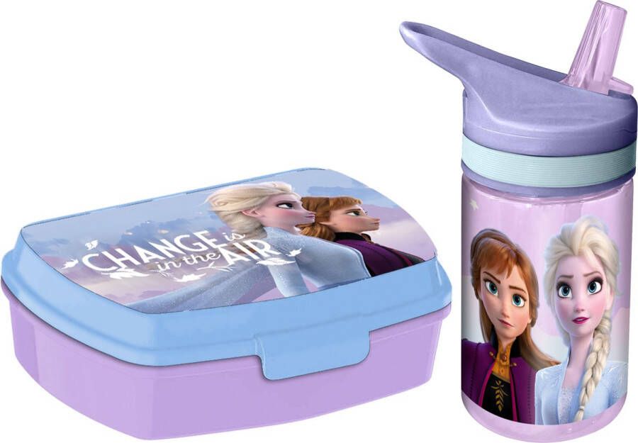 Disney Frozen lunchbox set voor kinderen 2-delig lila kunststof Lunchboxen