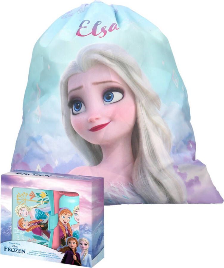 Disney Frozen lunchbox set voor kinderen 3-delig blauw incl. gymtas schooltas Lunchboxen