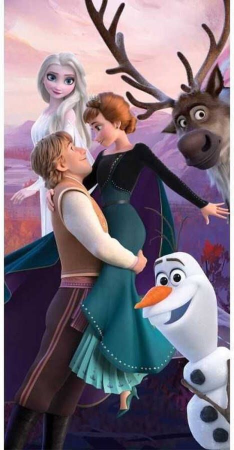Disney Frozen strandlaken 140 x 70 cm. Anna Elsa en Olaf badhanddoek multi