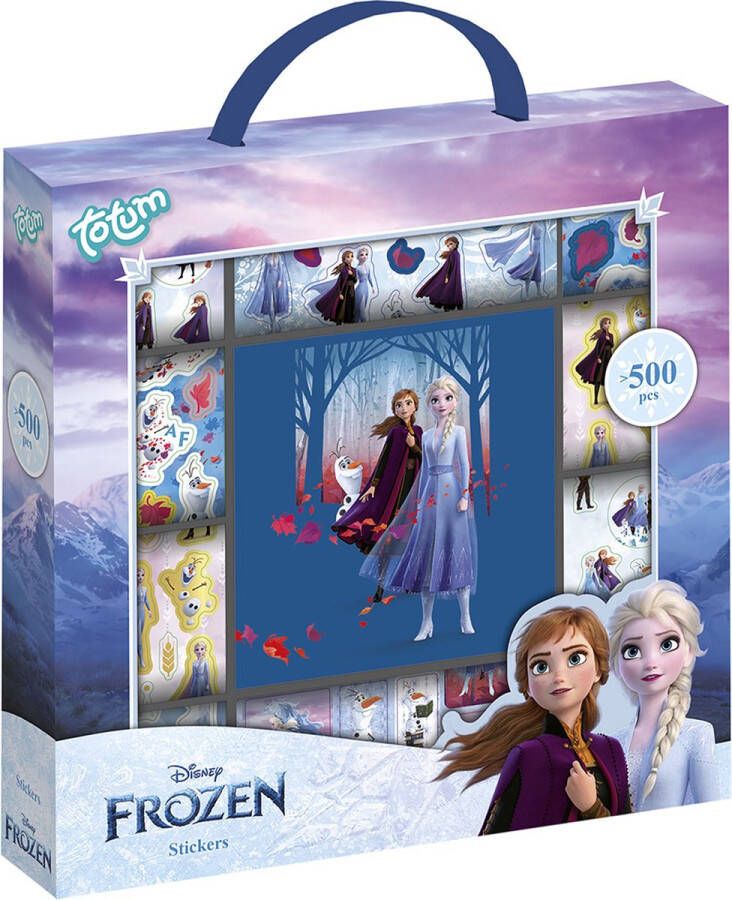 Totum Disney Frozen sticker box 12 rollen stickers met stickerboek 500 stuks