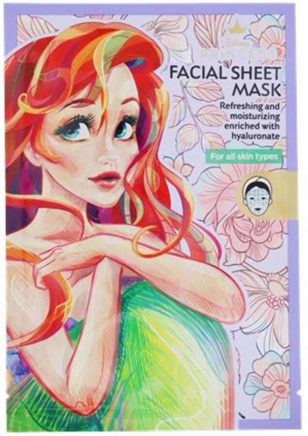 Merkloos Disney gezichtsmasker Ariël facial sheet mask Princess tissue masker prinsessen Party kinderfeestje