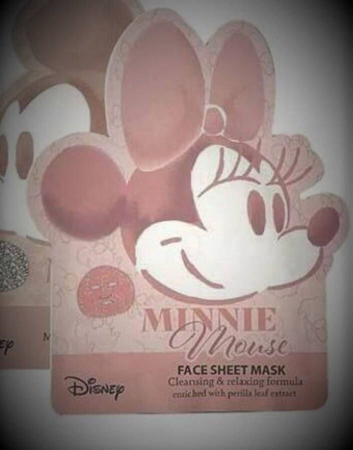 Merkloos Gezichtsmasker Minnie Mouse Face sheet mask cleaning and relaxing reinigend en kalmerend met perilla leaf 23 ml tissue masker