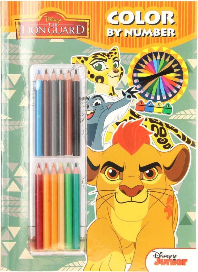 Disney Kleurboek Lion King met 12 kleurpotloden Kleuren op nummer