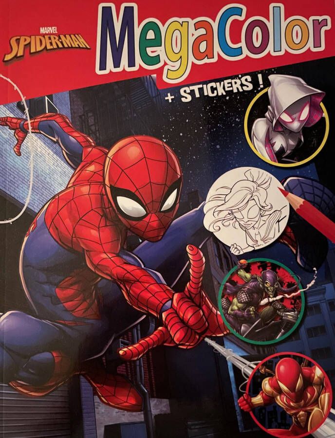 Disney Kleurboek Megacolor Marvel Spiderman kleur- en stickerboek inclusief stickers