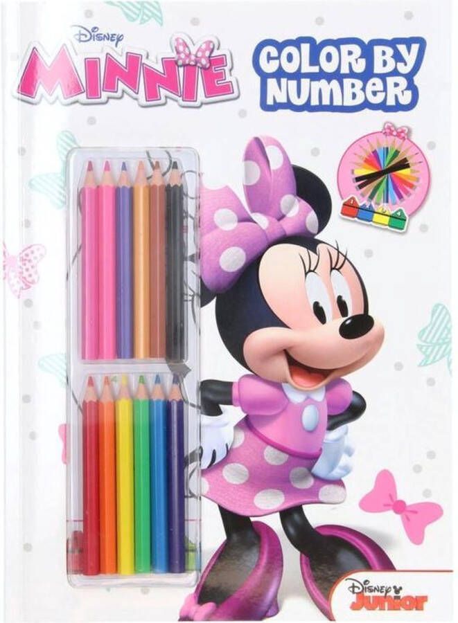 Disney Kleurboek met 12 kleurpotloden Minnie Mouse Kleuren op nummer