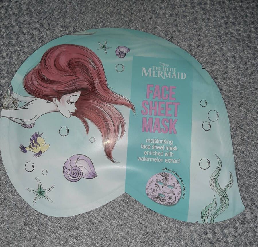 Merkloos Little mermaid face sheet mask kleine zeemeermin Ariel gezichtsmasker masker vochtinbrengend watermelon watermeloen meloen blauw