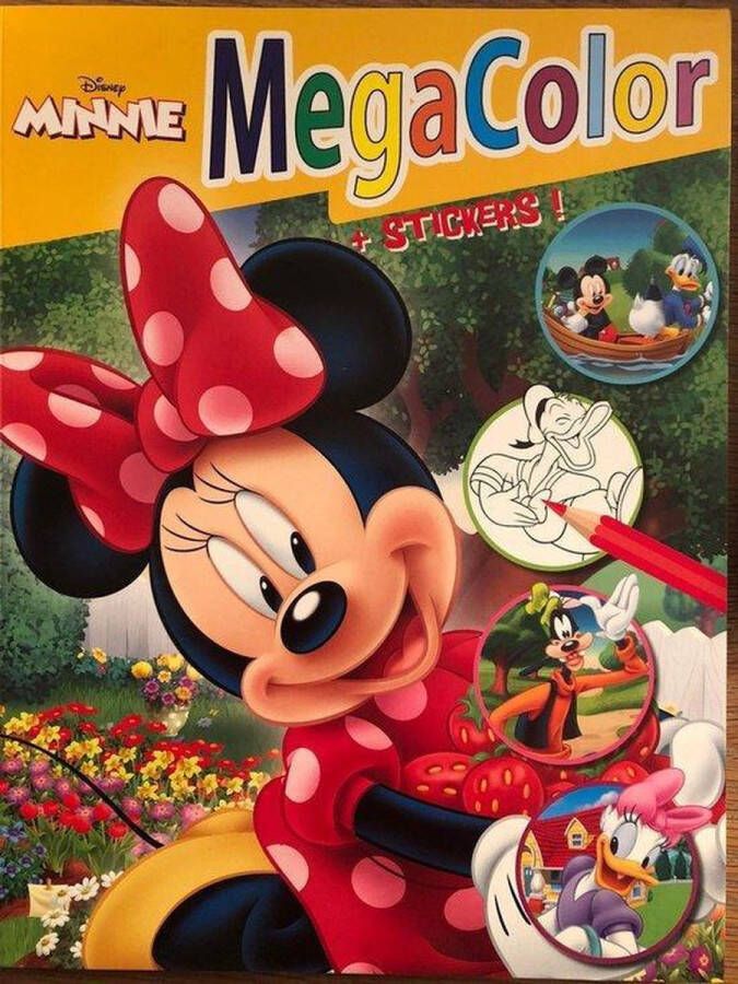 Disney Megacolor kleurboek Minnie Mouse met stickers vol met Donald familie