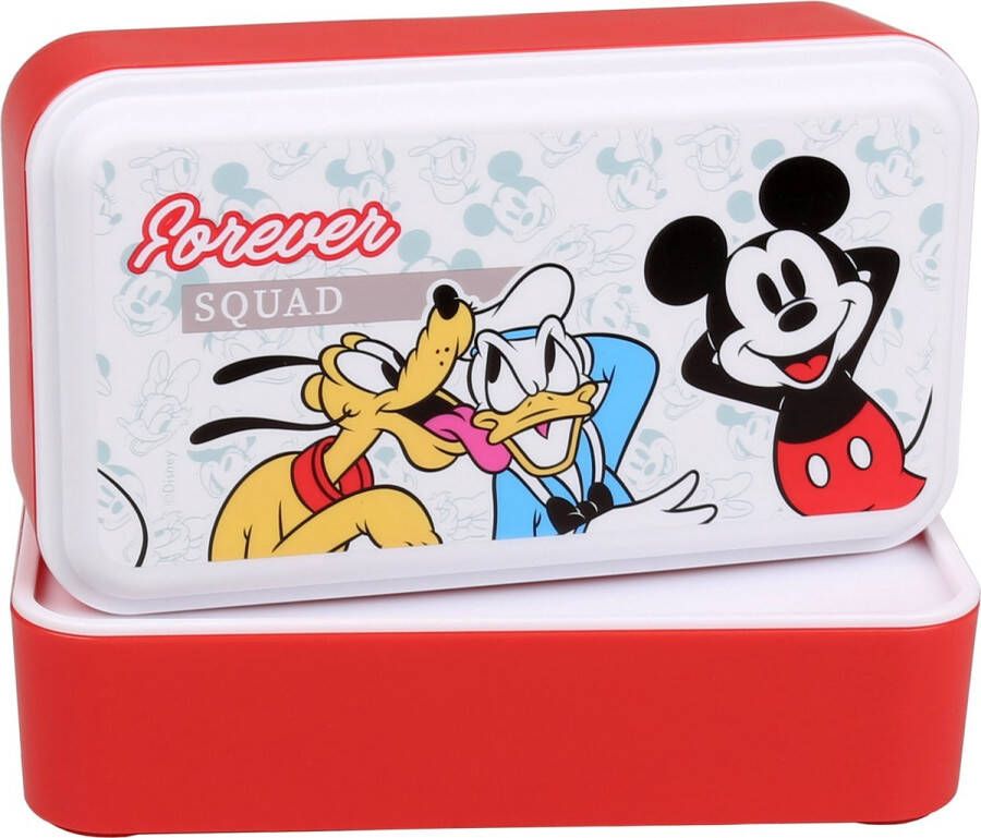 Disney Mickey Mouse 2x wit-rode vershouddoos broodtrommel 5x5x18 5 cm