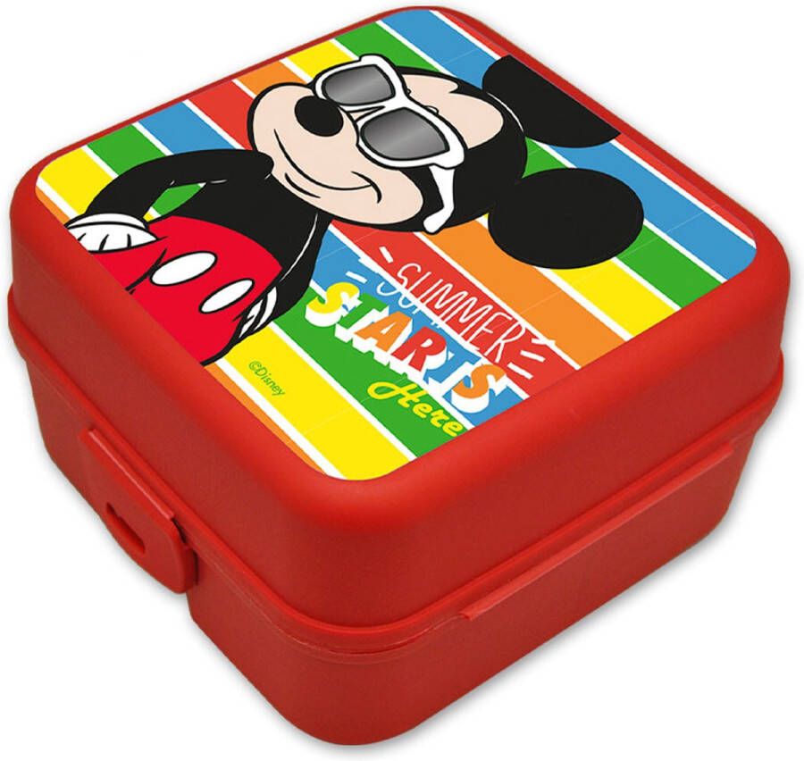 Disney Mickey Mouse broodtrommel lunchbox voor kinderen rood kunststof 14 x 8 cm Lunchboxen