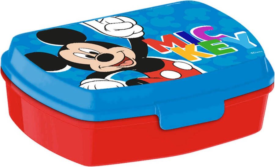 Disney Mickey MouseA broodtrommel lunchbox voor kinderen rood blauw kunststof 20 x 10 cm Lunchboxen