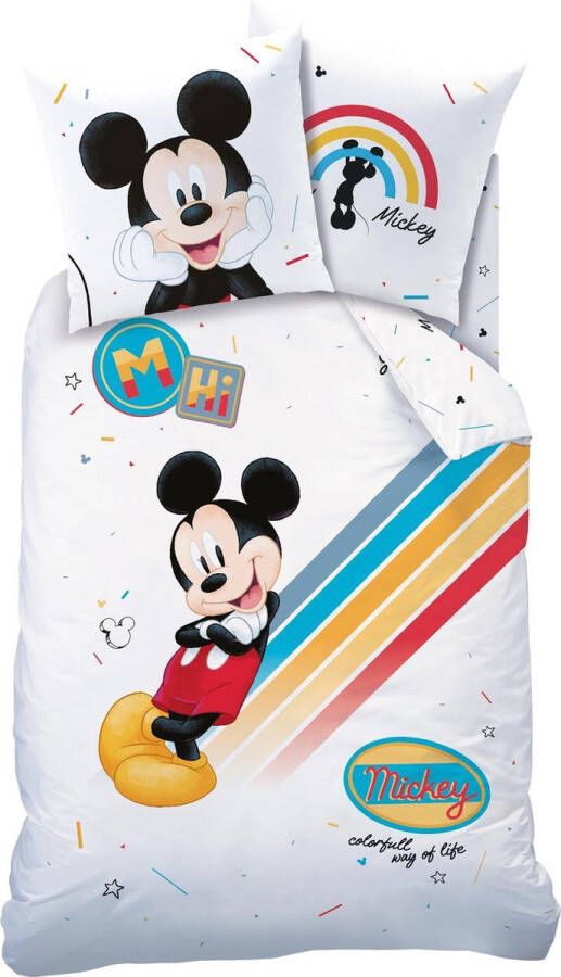 Disney Mickey Mouse Colourful Dekbedovertrek Eenpersoons 140 x 200 cm Katoen