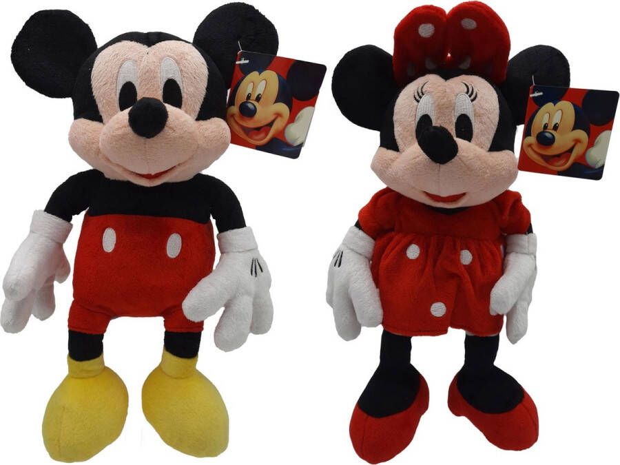 Disney Mickey Mouse Knuffel Voordeelset Mickey & Minnie Koord met Zuignap 30 cm