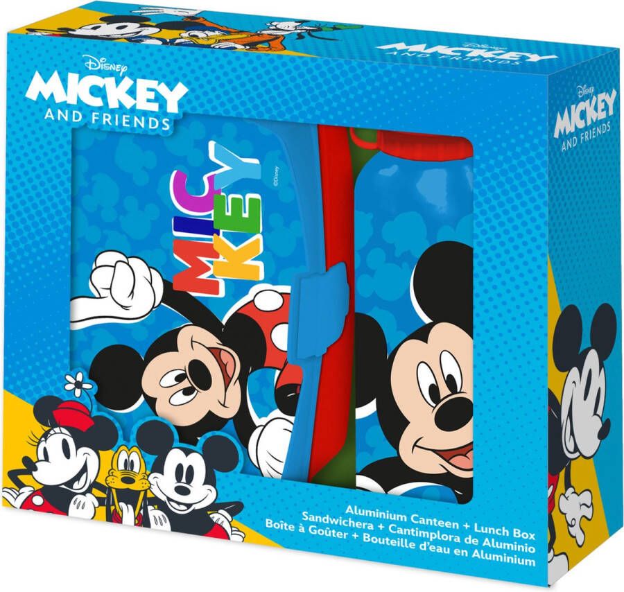 Disney Mickey Mouse lunchbox set voor kinderen 2-delig blauw aluminium kunststof  Lunchboxen