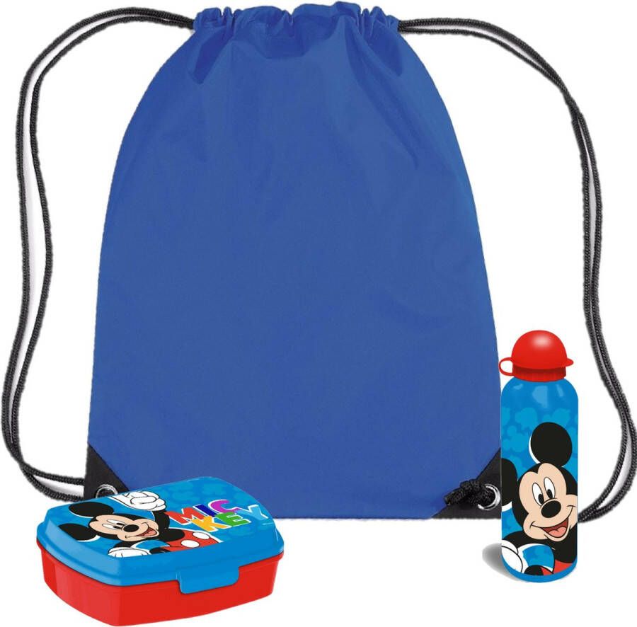 Disney Mickey Mouse lunchbox set voor kinderen 3-delig blauw incl. gymtas schooltas Lunchboxen
