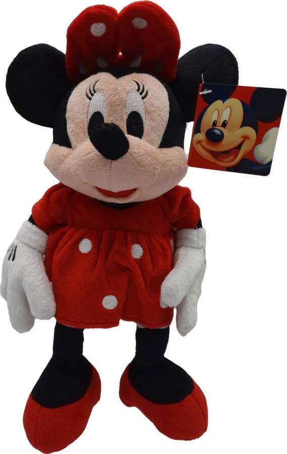 Disney Mickey Mouse Minnie Pluche Knuffel Rood Koord met Zuignap 30 cm