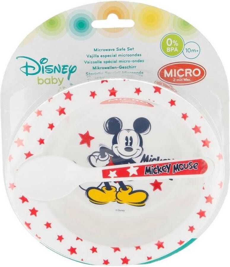 Disney Mickey Mouse papschaaltje met lepel melamine 16 cm Kommetjes schaaltjes voor kinderen