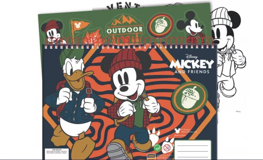 Disney Mickey Mouse schetsboek A4 incl. stickers en 3 kleurplaten