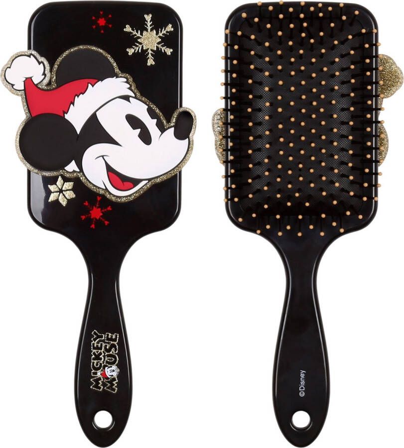 Disney Mickey Mouse Zwarte Haarborstel Kerstmis Plat Groot Plastic