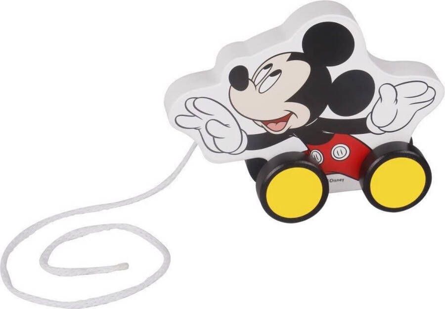 Tooky Toy Mickey Mouse Houten Trekfiguur 18 Maanden Wit zwart