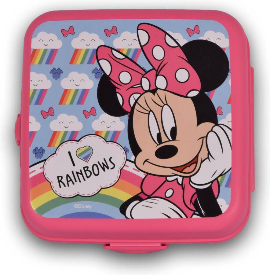 Disney Minnie Mouse Broodtrommel voor Meisjes Roze 3-Vakken Lunchbox 1.5L BPA Vrij en Ideaal voor Kantoor & School