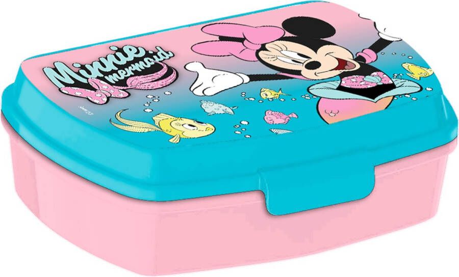 Disney Minnie MouseA broodtrommel lunchbox voor kinderen blauwA kunststof 20 x 10 cm Lunchboxen