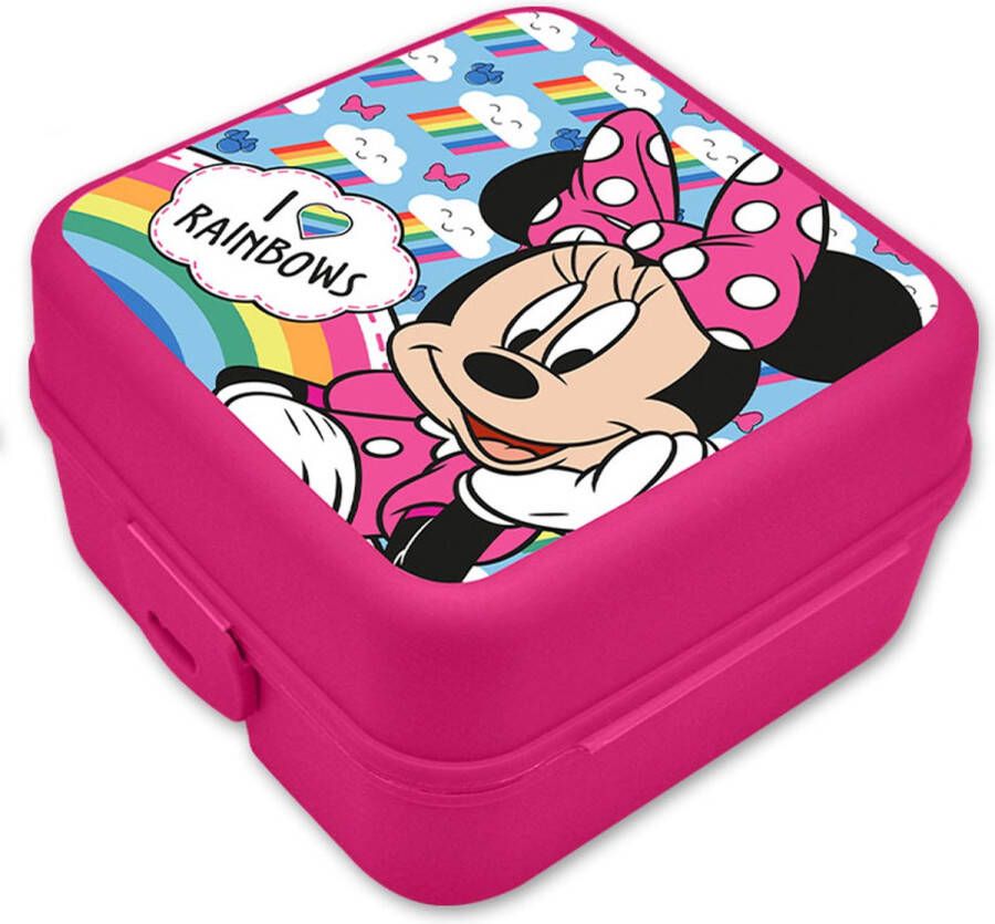 Disney Minnie Mouse broodtrommel lunchbox voor kinderen roze kunststof 14 x 8 cm Lunchboxen