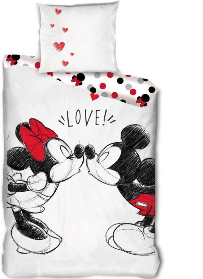 Disney Minnie en Mickey Mouse Dekbedovertrek Love-1-persoons (140 x 200 22...