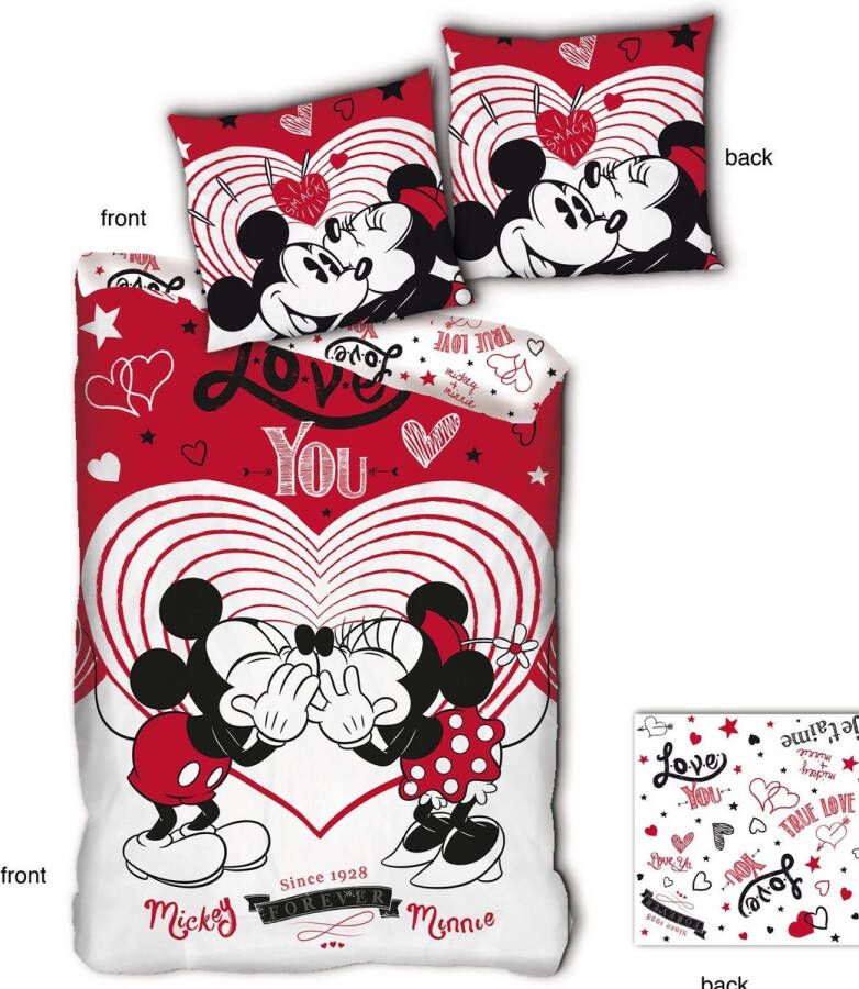 Disney Minnie Mouse Dekbedovertrek Love You Eenpersoons 140 x 200 cm Polyester