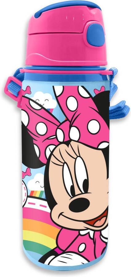 Disney Minnie Mouse drinkfles drinkbeker bidon met drinktuitje roze aluminium 600 ml Schoolbekers