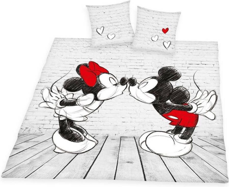 Disney Minnie Mouse en Mickey Mouse Dekbedovertrek To Kiss 140x200 220