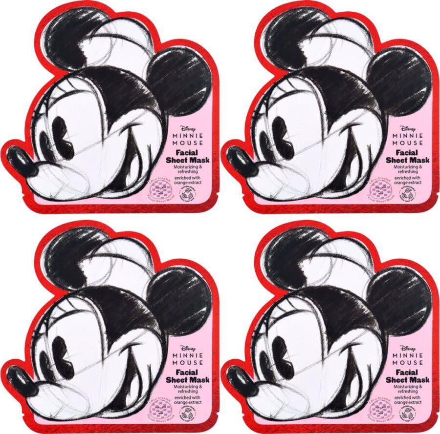 Disney Minnie Mouse Gezichtsmasker met Sinaasappelextract Betoverende Huidverzorging voor een Stralende Teint Face Mask 4 x 23ml
