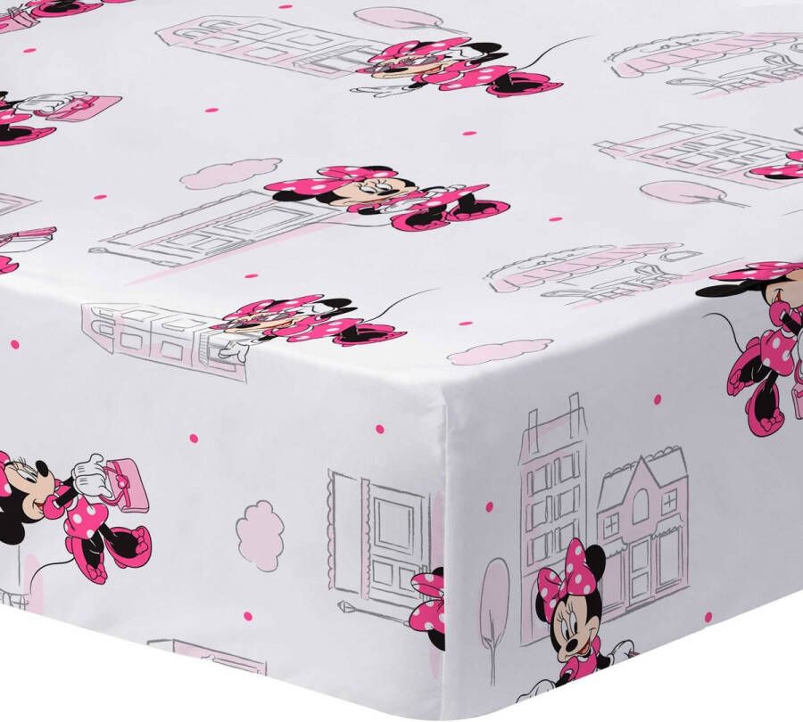 Disney Minnie Mouse Hoeslaken Shopping Eenpersoons 90 x 190 200 cm Katoen