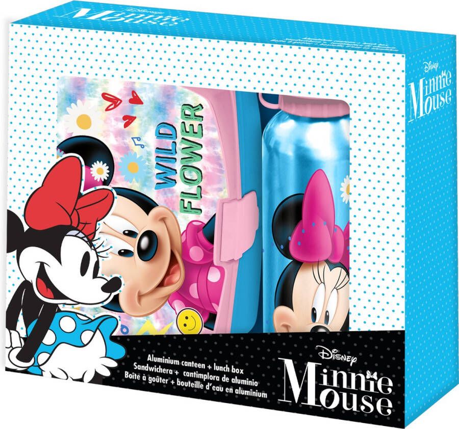 Disney Minnie Mouse lunchbox set voor kinderen 2-delig blauw aluminium kunststof
