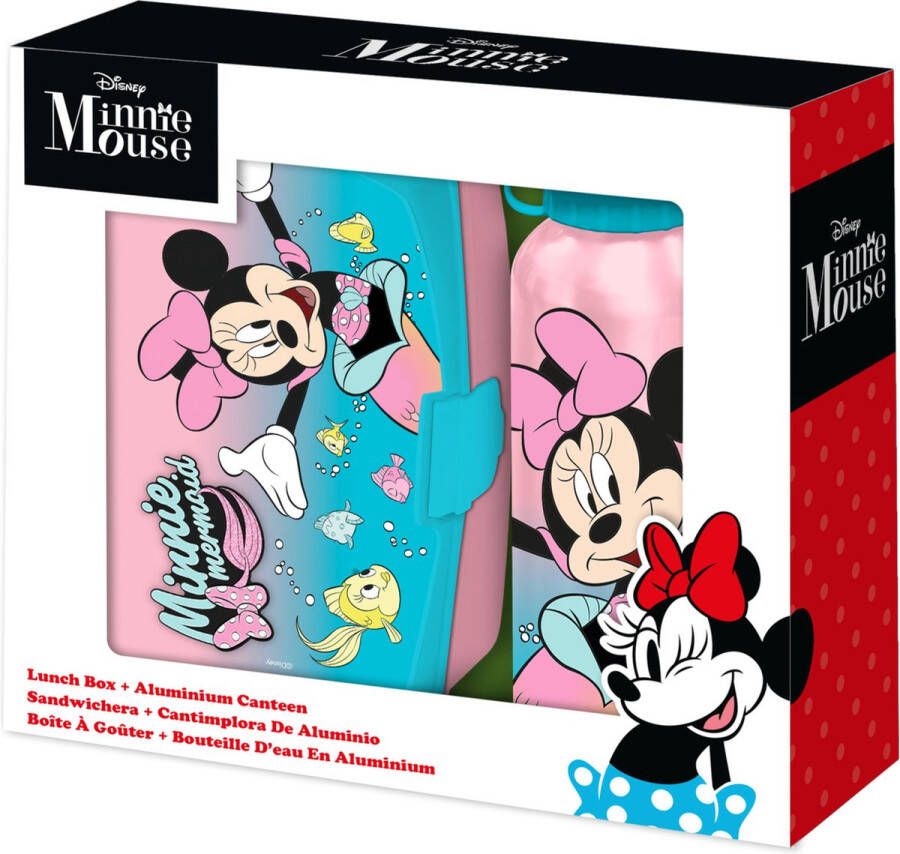 Disney Minnie Mouse lunchbox set voor kinderen 2-delig roze aluminium kunststof  Lunchboxen