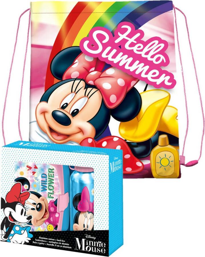 Disney Minnie Mouse lunchbox set voor kinderen 3-delig blauw roze incl. gymtas schooltas Lunchboxen