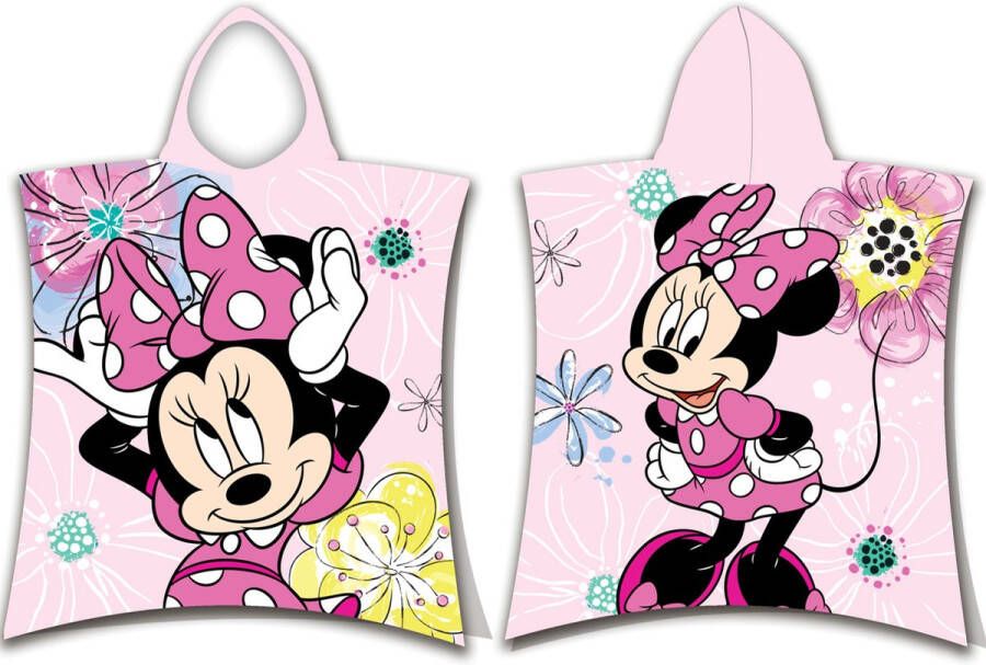 Disney Minnie Mouse Poncho Badcape Pink Bow 50 x 115 cm Katoen