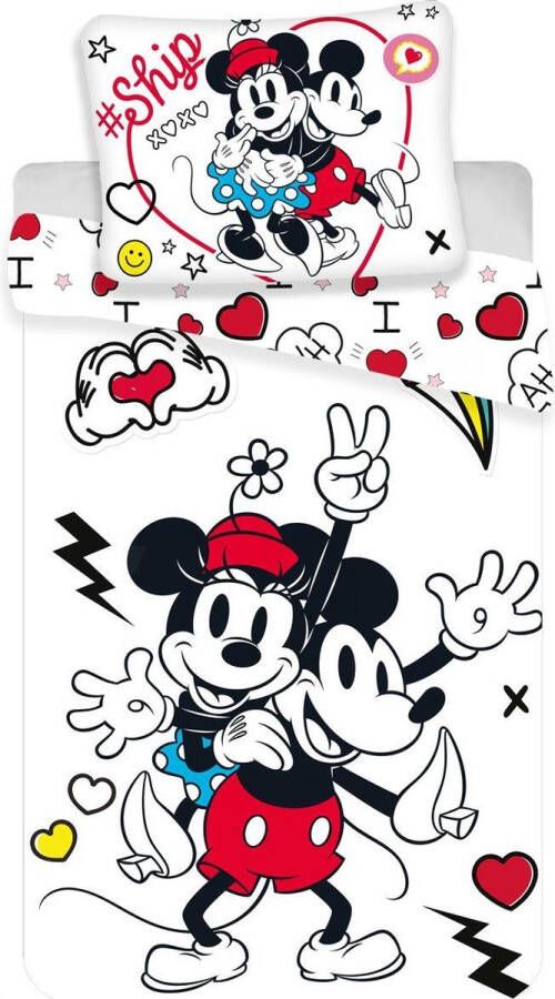 Disney Minnie Mouse Retro Heart Dekbedovertrek Eenpersoons 140 x 200 cm Multi