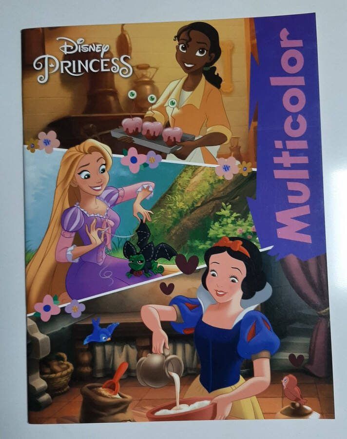Disney Multicolor Princess kleurboek sneeuwwitje Tiana Rapunzel met kleurrijke voorbeelden 32 pagina's