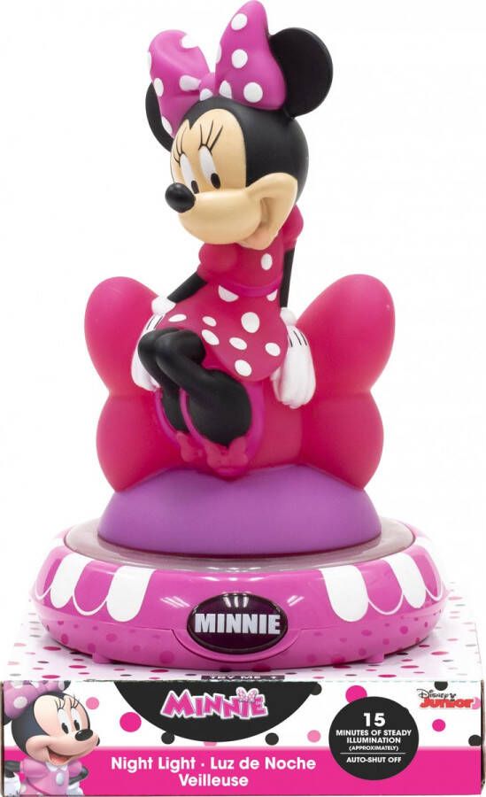 Disney nachtlamp 3D Minnie Mouse led 15 x 13 5 cm roze wit