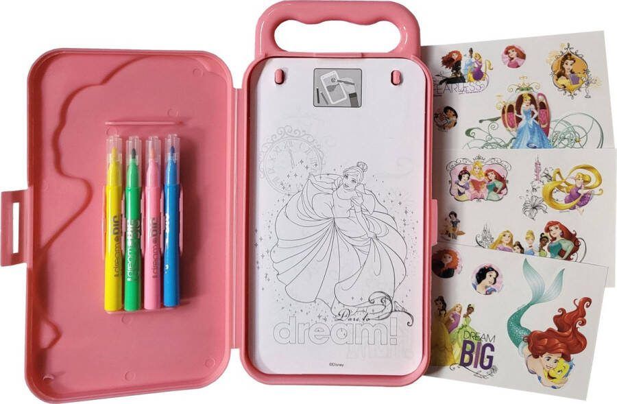 Disney Princess Activity box reis tekenset Ariël 20 kleurplaten 4 stiften 3 stickervellen knutselen