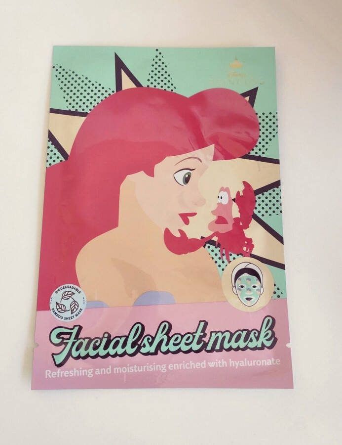 Disney princess Ariel Facial sheet mask refreshing with hyaluronate tissue gezichtsmasker Vegan biologisch afbreekbaar bamboe masker met hyaluronzuur