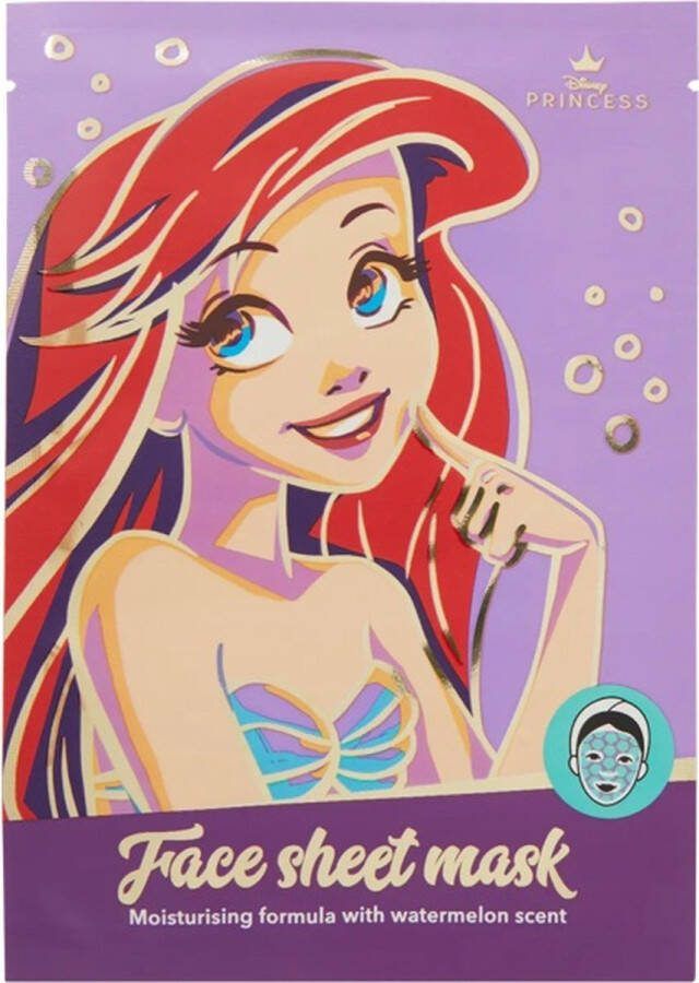 Disney Princess Ariel sheet mask moisturising formula with watermelon gezichtsmasker tissue masker watermeloen meloen Vegan