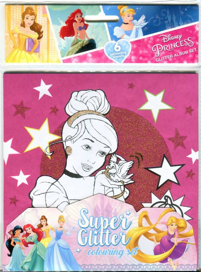 Disney Princess Glitter Album set 6 kleurplaten met glitters 21 5 x 27 5 cm