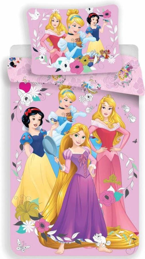 Disney Princess Pink Dekbedovertrek Eenpersoons 140 x 200 + 70 x 90 cm Katoen