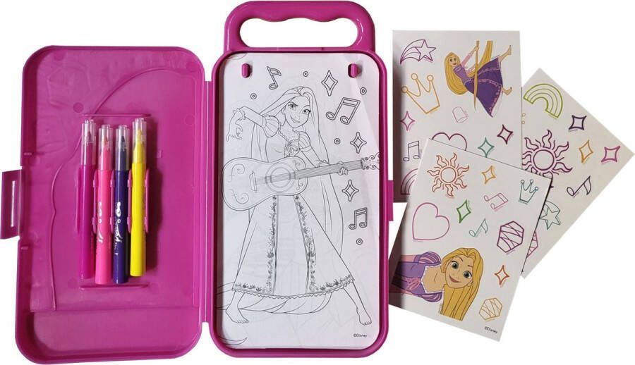 Disney Princess Rapunzel reis tekenset activity box 20 kleurplaten 4 stiften 3 stickervellen