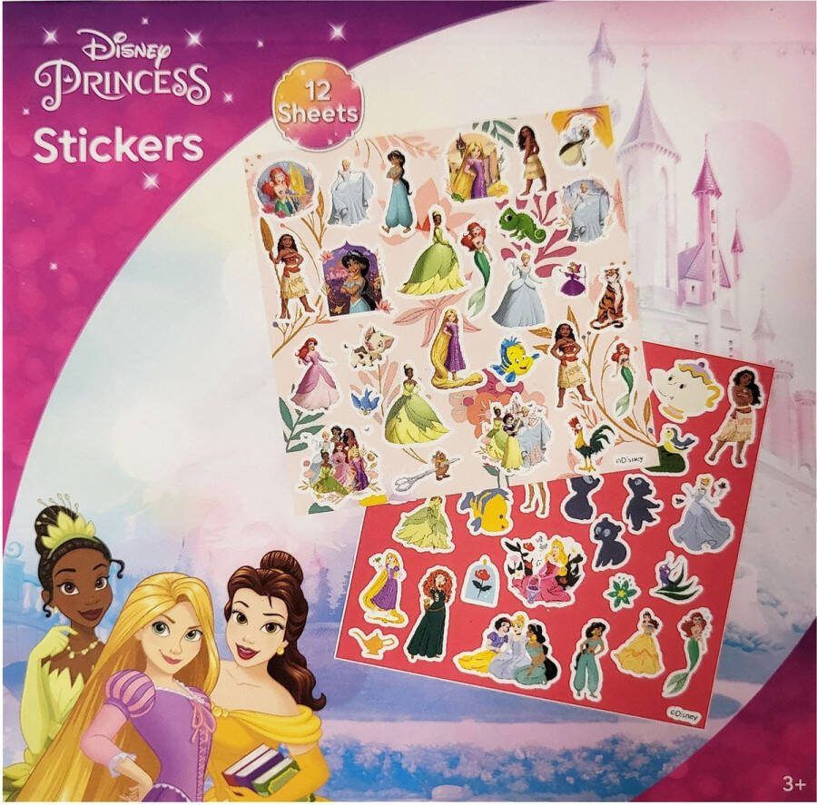 Disney Princess Stickerblokje 10x10cm 12 vellen in verschillende stijlen Mini stickers