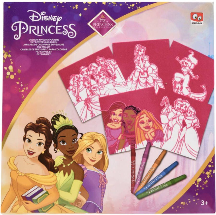 Disney Princess Vilt Kleurplaten 5 stuks Viltkleuren 18 x 18 cm Luxe Kleurplaten van Princess Kleuren Tekenen Creatief Spelen voor Kinderen Schoencadeau kerstcadeau Kleurplaat kleurplaat